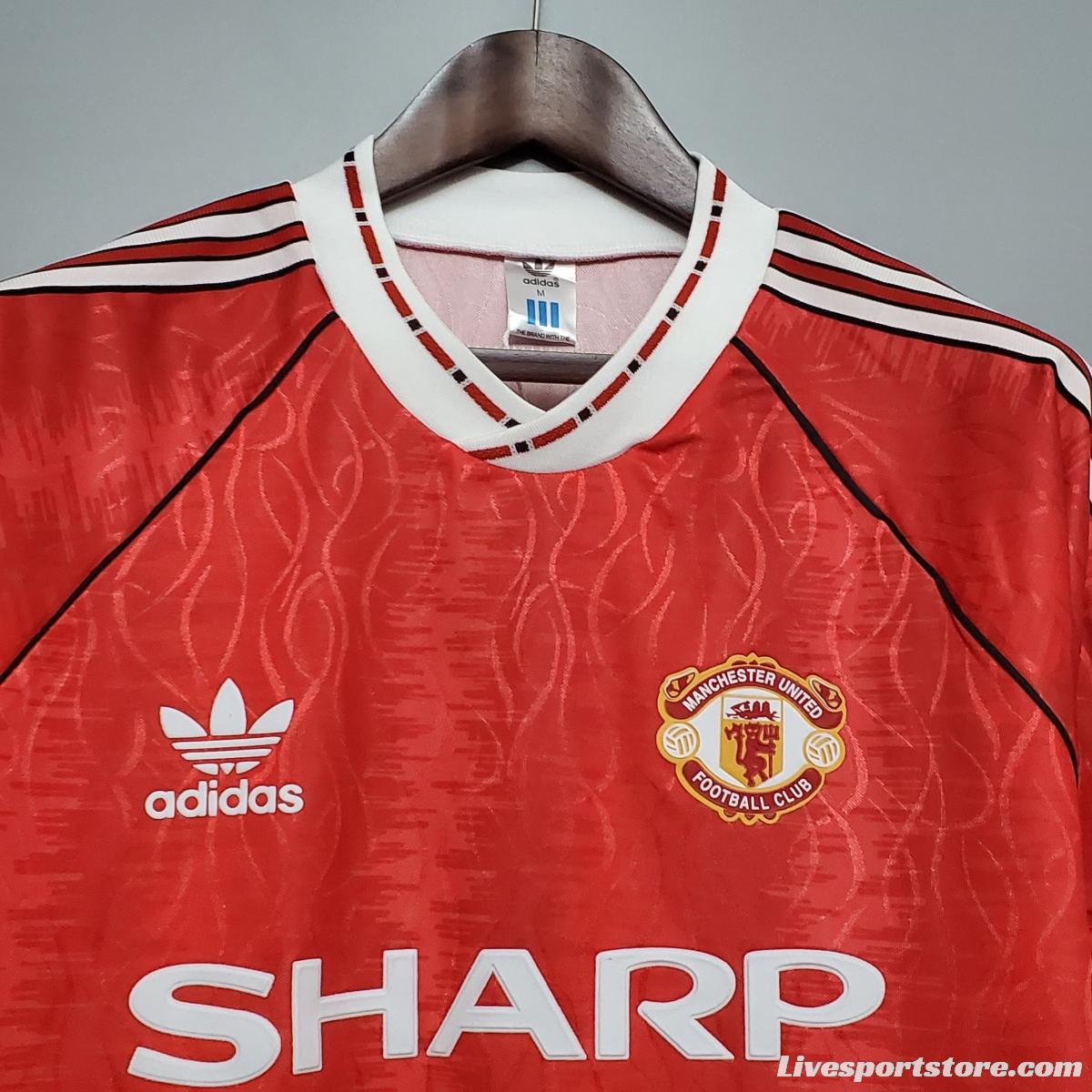 Retro 90/92 Manchester United home Soccer Jersey