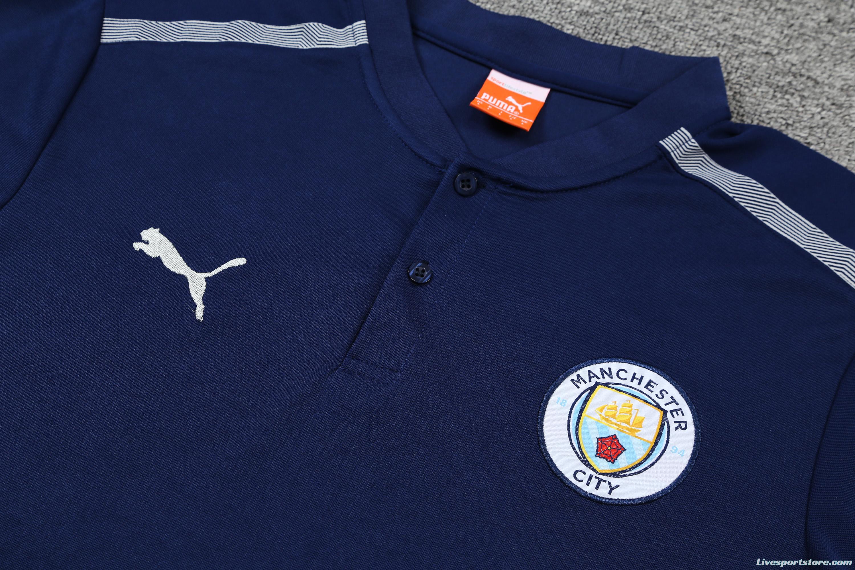 Manchester City POLO kit Dark Blue White Stripe (not supported to be sold separately)