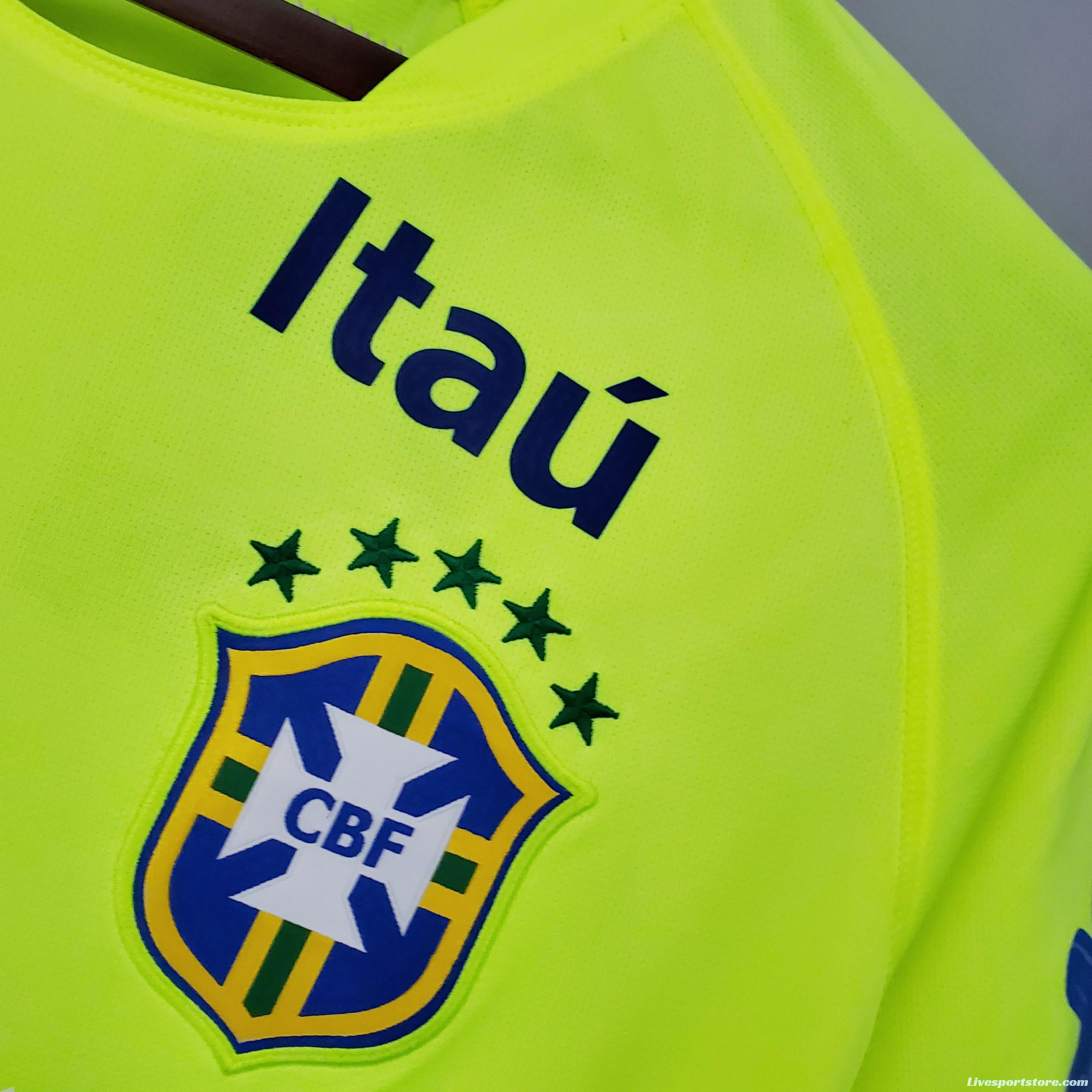 Brazil training suit fluorescent green Soccer Jersey