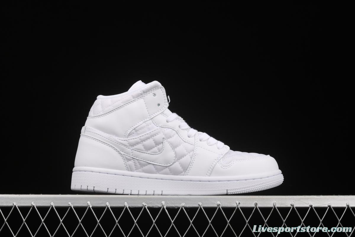 Air Jordan 1 Mid Quilted White Little Chanel Leisure Sport Board shoes DB6078-100