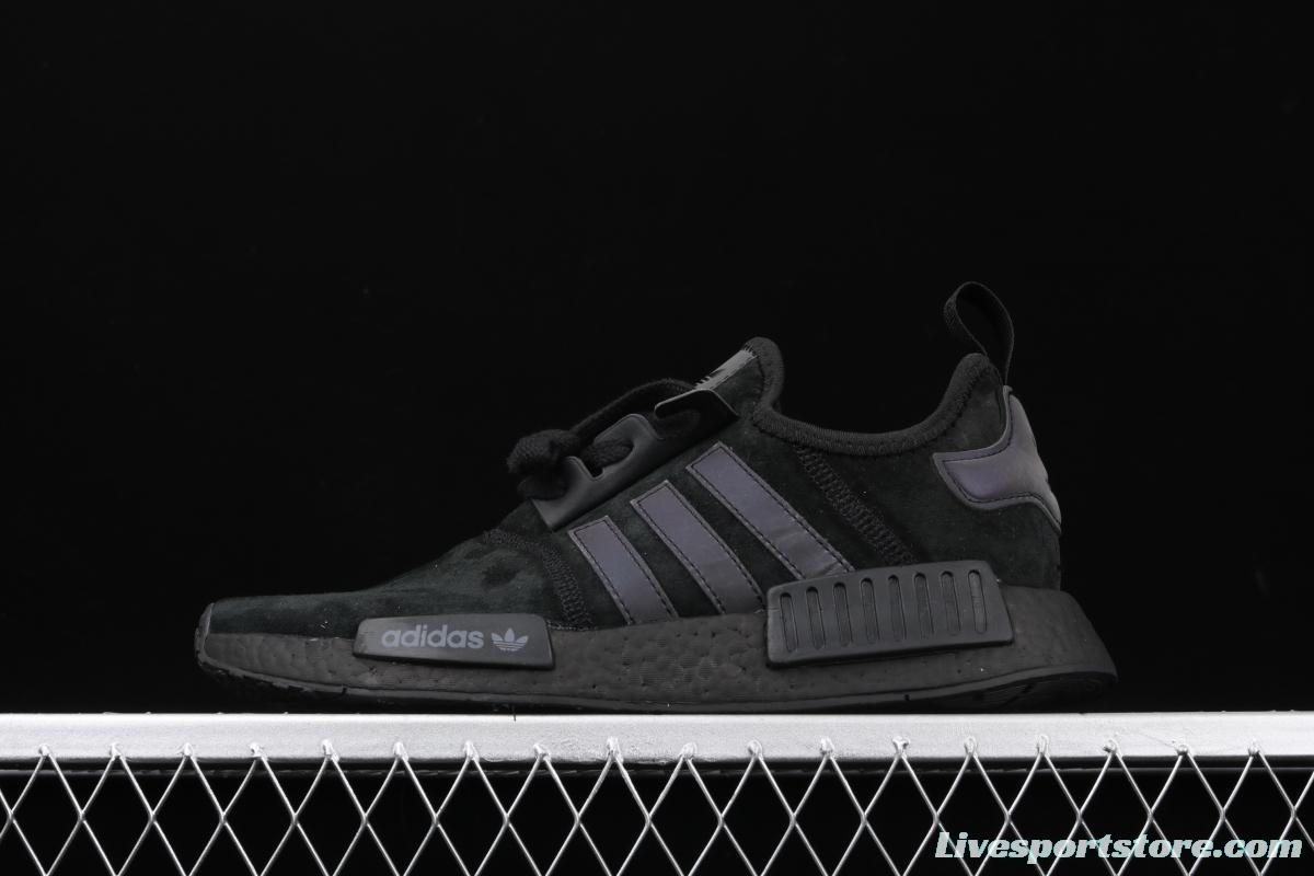 Adidas NMD_R1 B97419 Pig eight leather black samurai running shoes