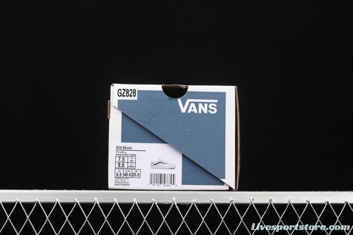 Vans Old Skool Lx white suede inner blue leather spliced canvas retro casual shoes VN0A38G1QKK