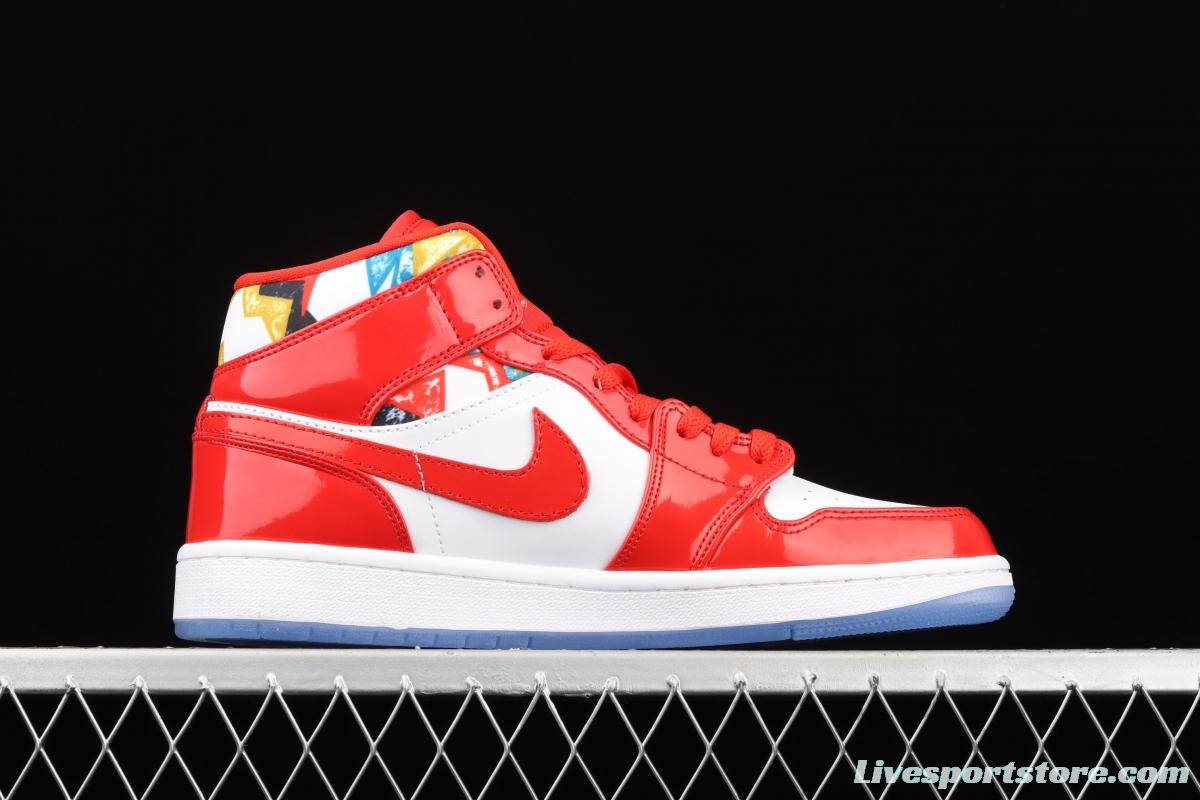 Air Jordan 1 Mid Christmas red Zhongbang basketball shoes DC7294-600