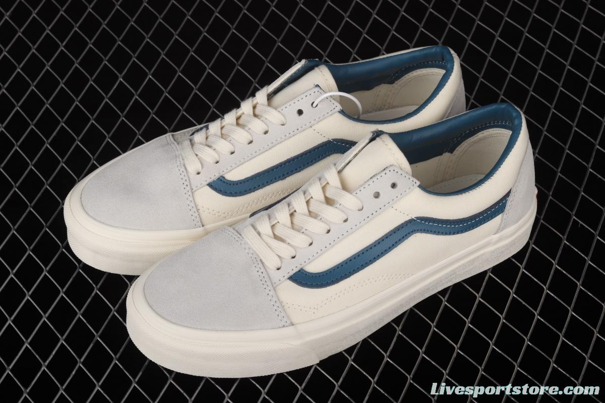 Vans Old Skool Lx white suede inner blue leather spliced canvas retro casual shoes VN0A38G1QKK