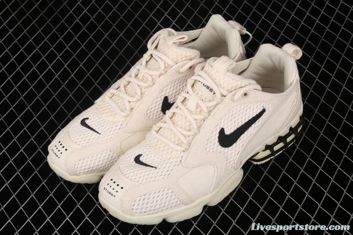 Stussy x NIKE Air Zoom Spiridon Caged 2 Spieli prison East cage 2 generation milky white linen black cloth CQ5486-200