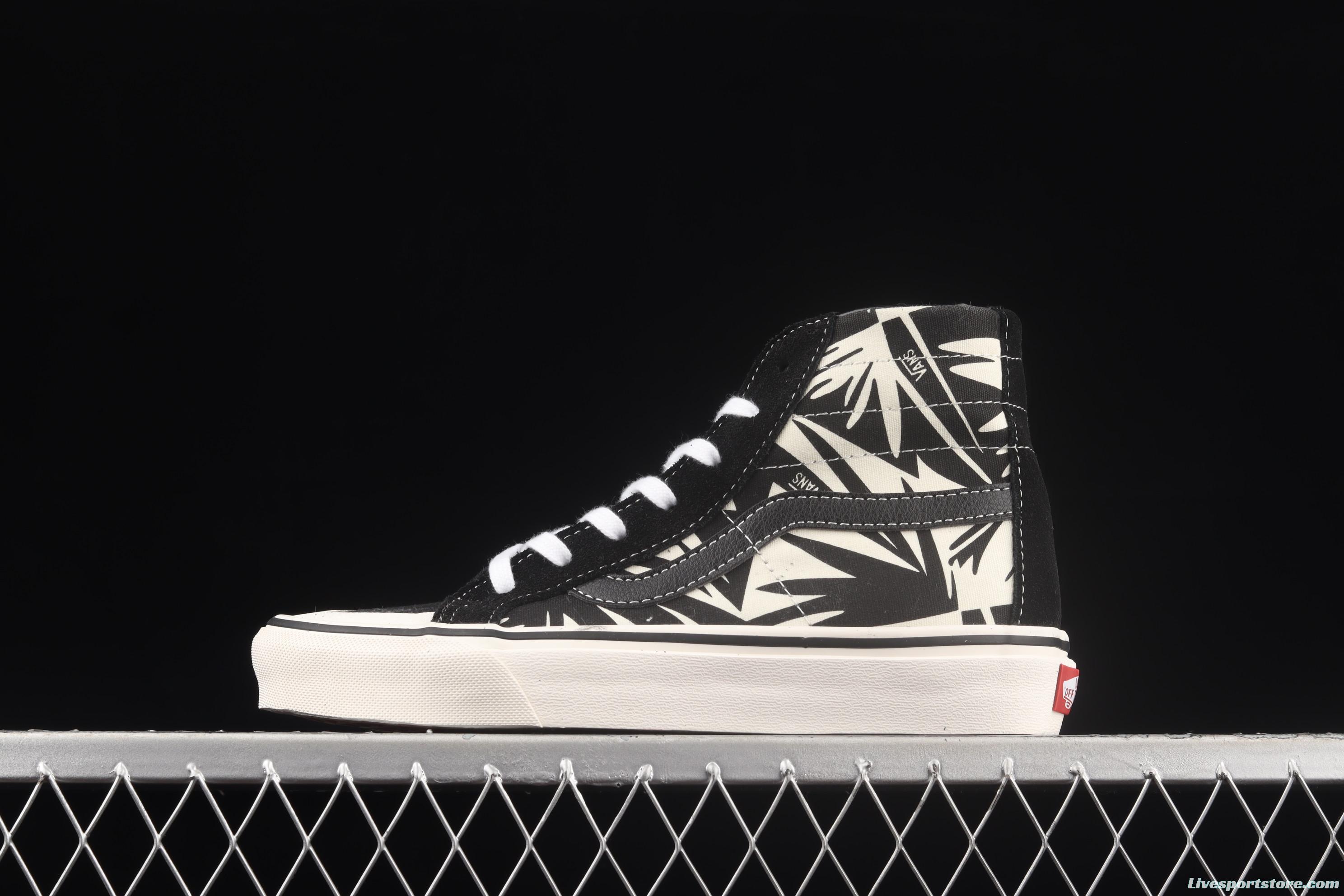 Vans Sk8-Hi 138Decon black and white printed high-top casual board shoes VN0A3MV136K