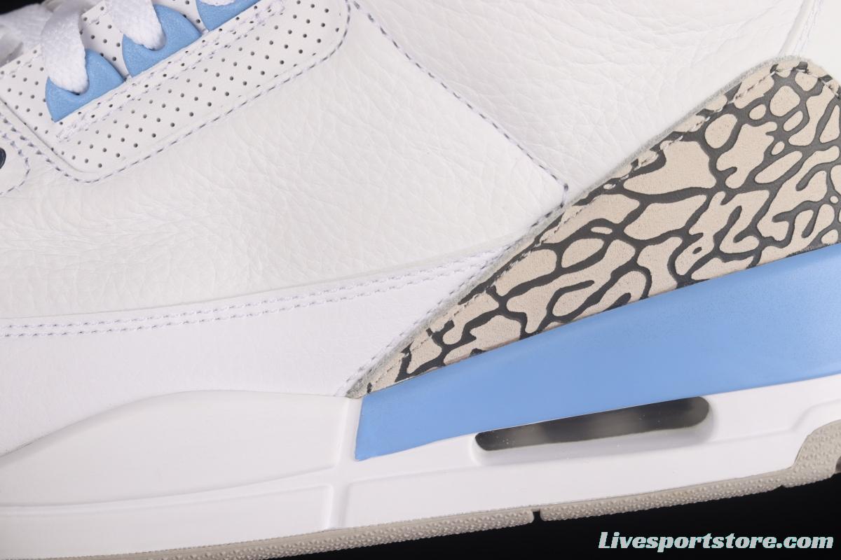 Air Jordan 3 UNC AJ3 Joe 3 North Carolina blue white burst blue crack in the basketball shoes CT8532-104