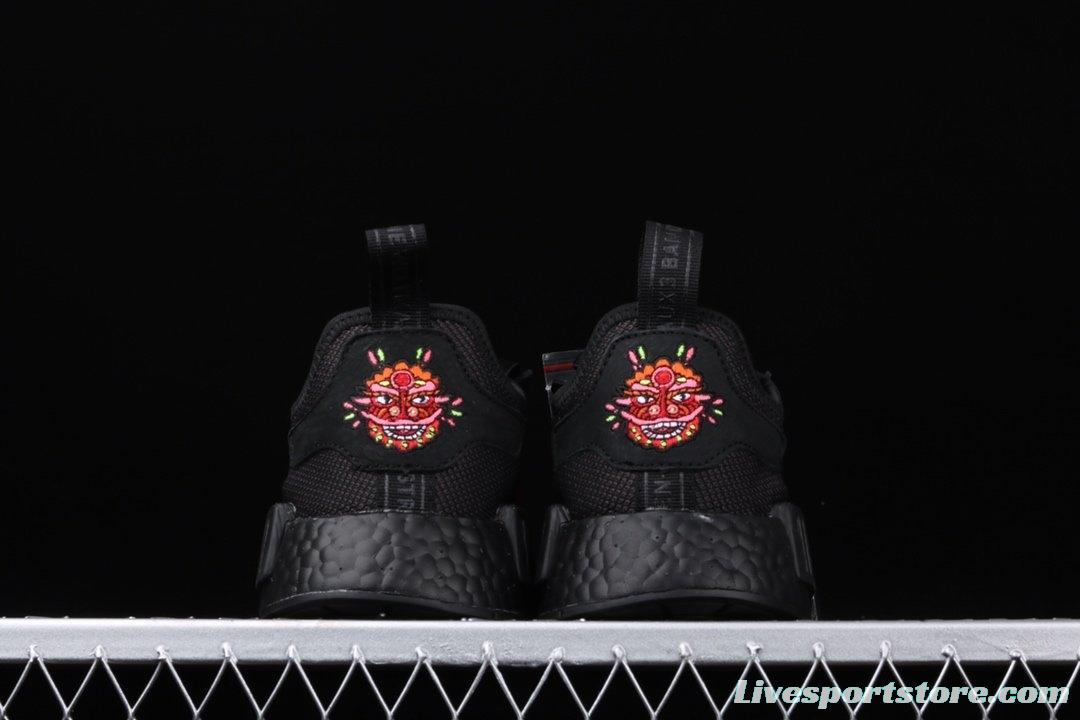 Adidas NMD_R1 G27576 year of Pig Limited Lion Dance embroidered running shoes Dongguan original large granule Super soft feet