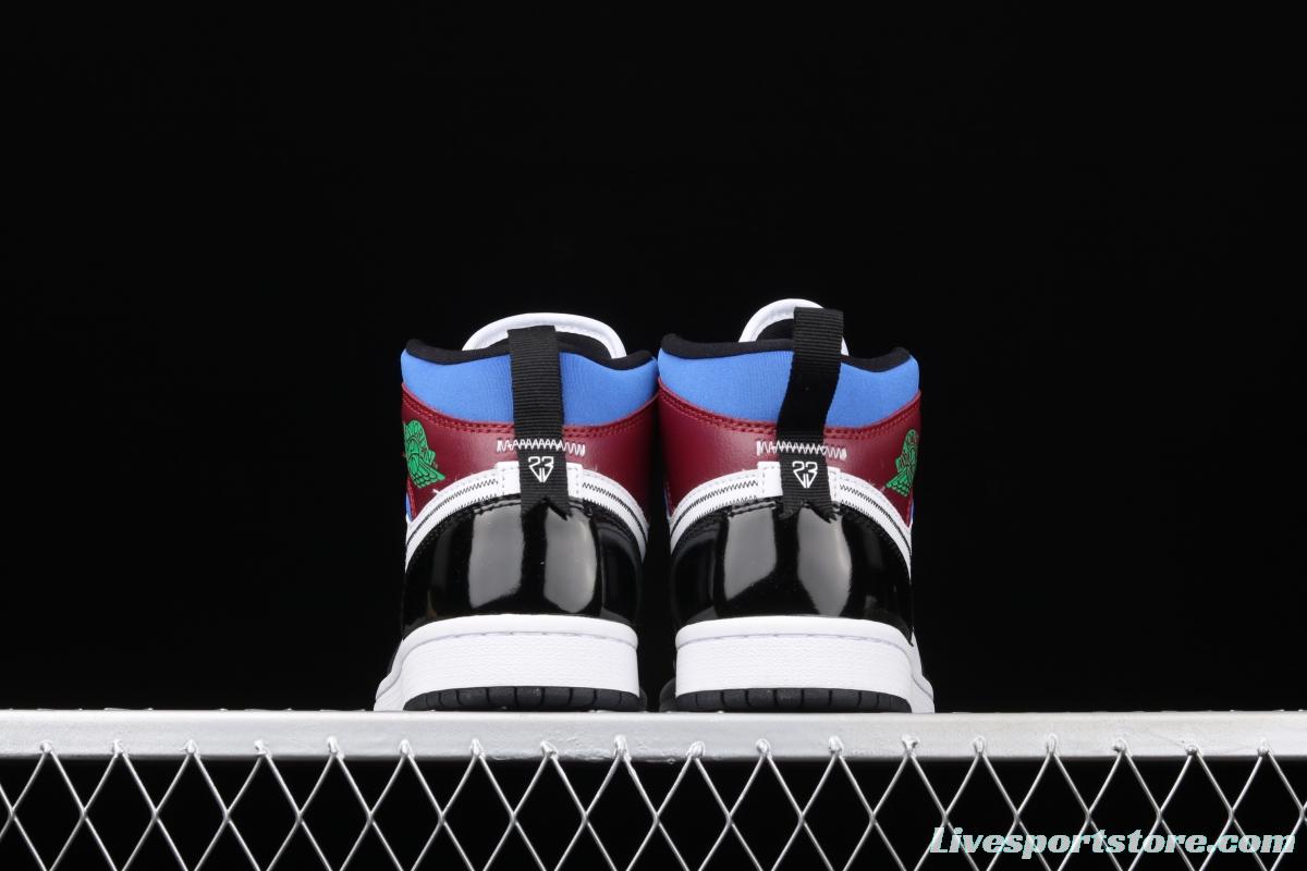 Air Jordan 1 Mid Multicolor color splicing Zhongbang basketball shoes DB5454-001