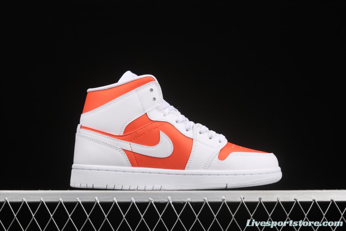 Air Jordan 1 Mid White Orange Zhongbang Basketball shoes CZ0774-800