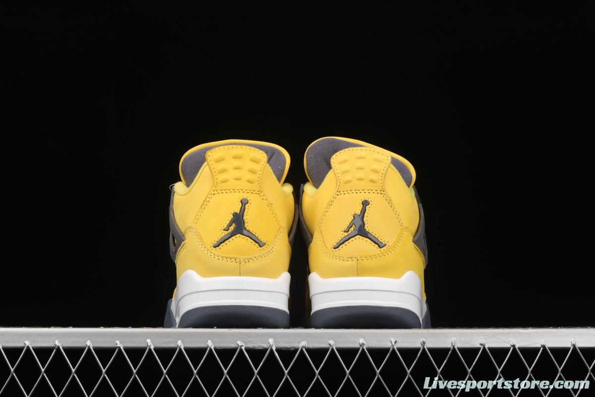 Air Jordan 4 Lightning repeated engraving of white and yellow electric masterbatch basketball shoes CT8527-700