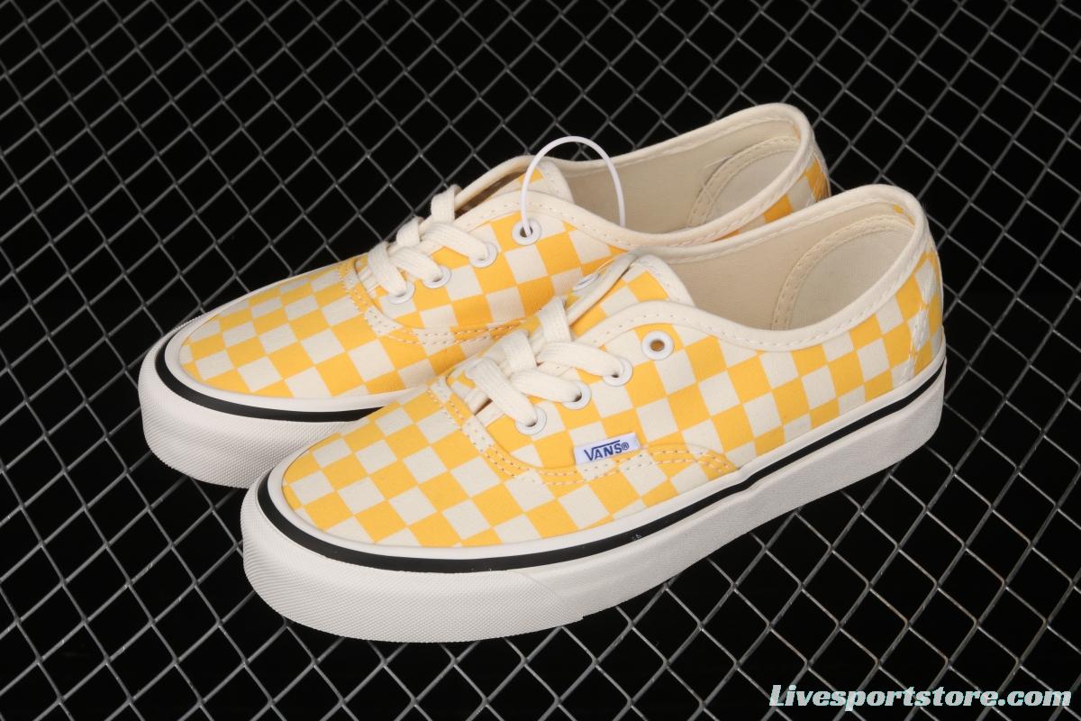 Vans Authentic classic Anna Heim orange checkerboard 4-hole low-edge high-end vulcanized skateboard shoes VN0A54F241P