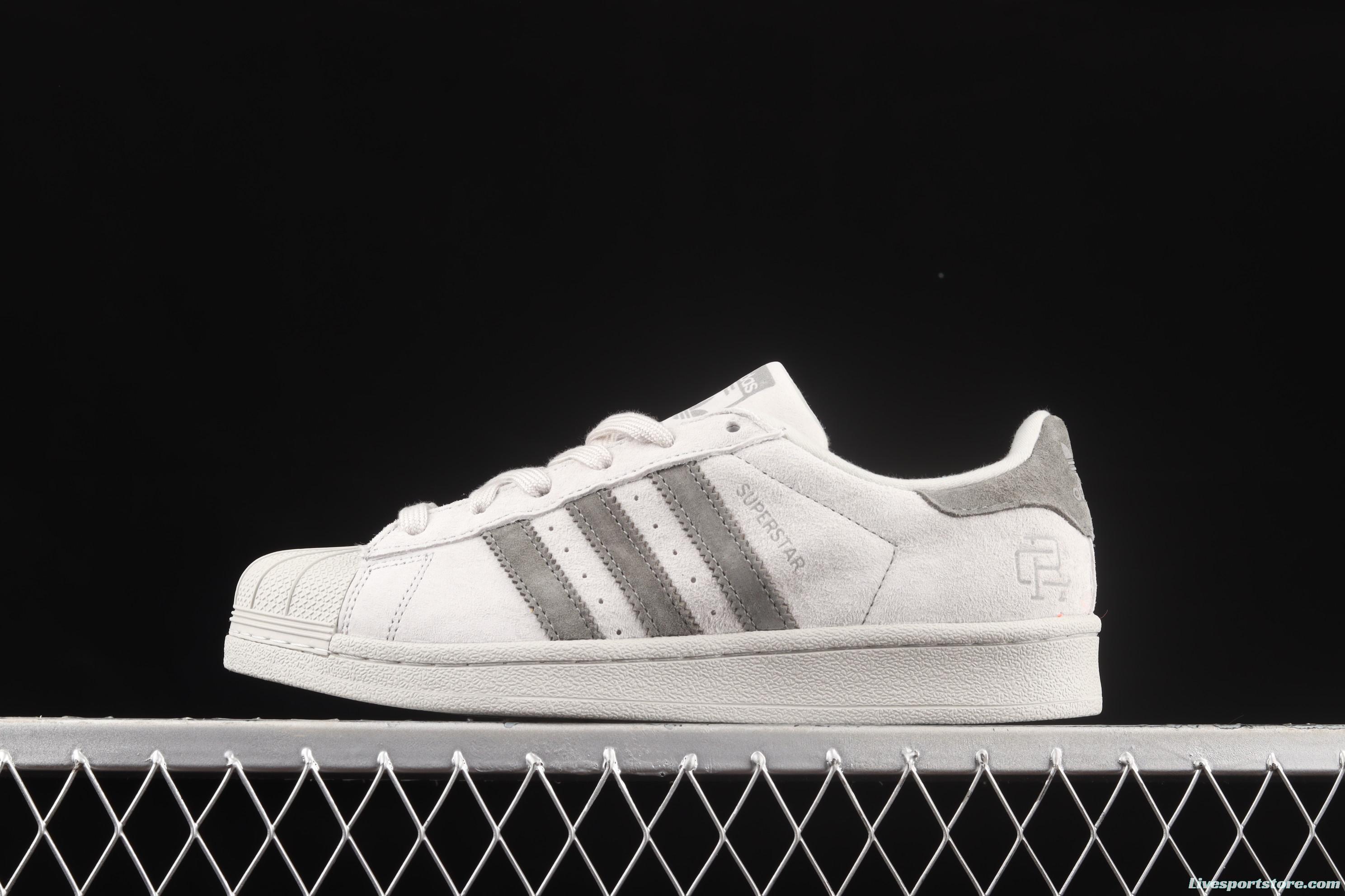 Reigning Champ x Adidas Superstar BS9558 shell joint style suede light gray dark gray classic leisure board shoes