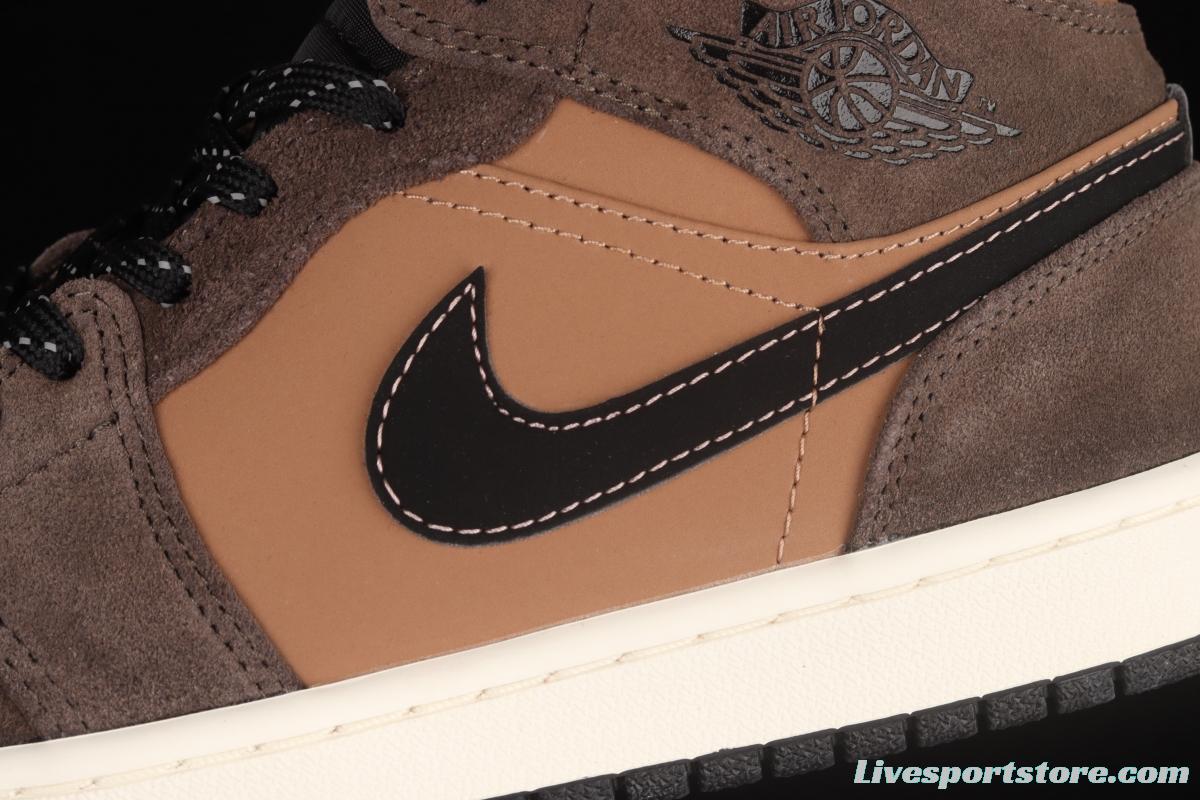 Air Jordan 1 Mid Chocolate Brown medium side Culture Basketball shoes DC7294-200