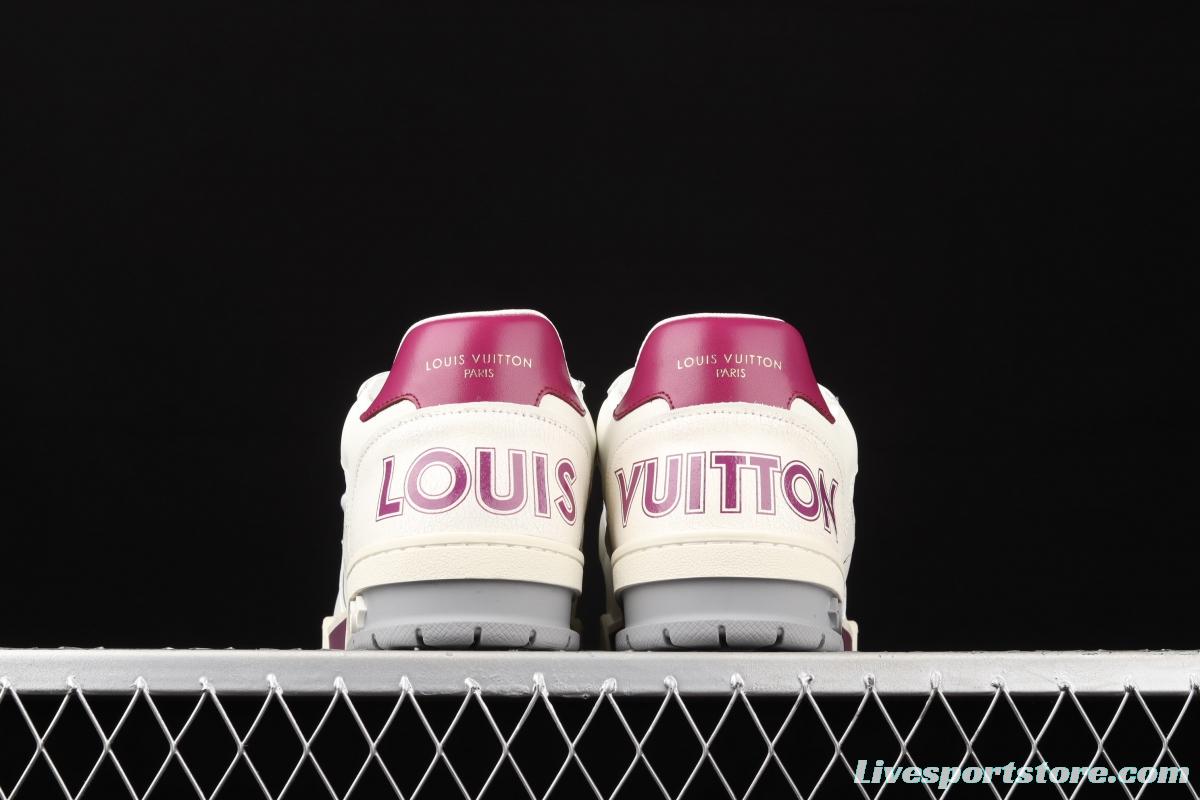 Authentic LV 2021ss early spring fashion catwalk sneakers 400N 51White Purple