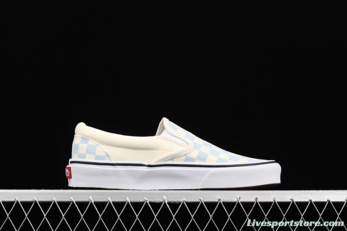 Vans Checkerboard Classic Slip-on White and Blue Chess Lattice low-top Leisure Board shoes VN000EYEBWW