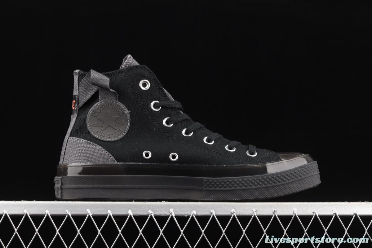 Converse Chuck Taylor All Star CX neutral crystal jelly soles all black canvas high upper shoes 172470C