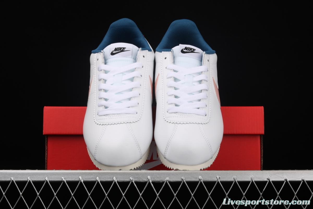 NIKE Classic Cortez Leather Forrest Gump fresh white powder matching leather running shoes 807471-114