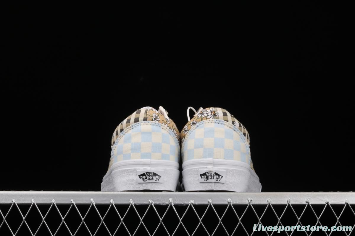 Vans Old Skool PEACEMINUSONE small chrysanthemum plaid low-top casual board shoes VN0A702J4201