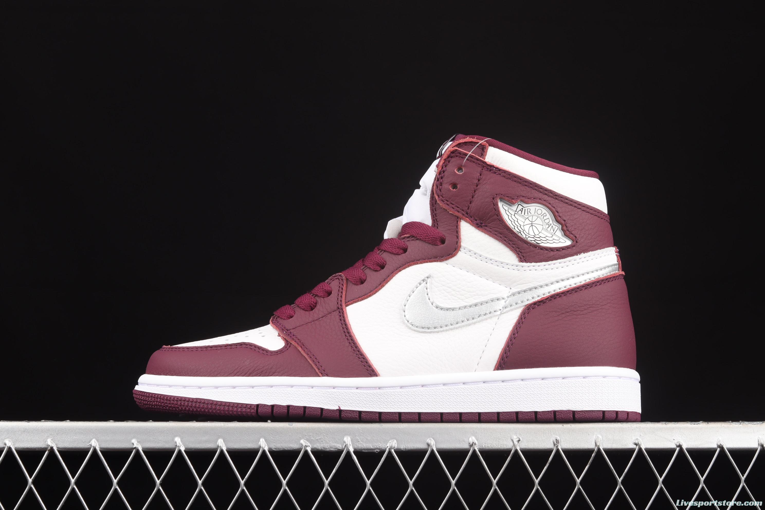 Air Jordan 1 Retro High OG Bordeaux Bordeaux burgundy high top basketball shoes 555088-611