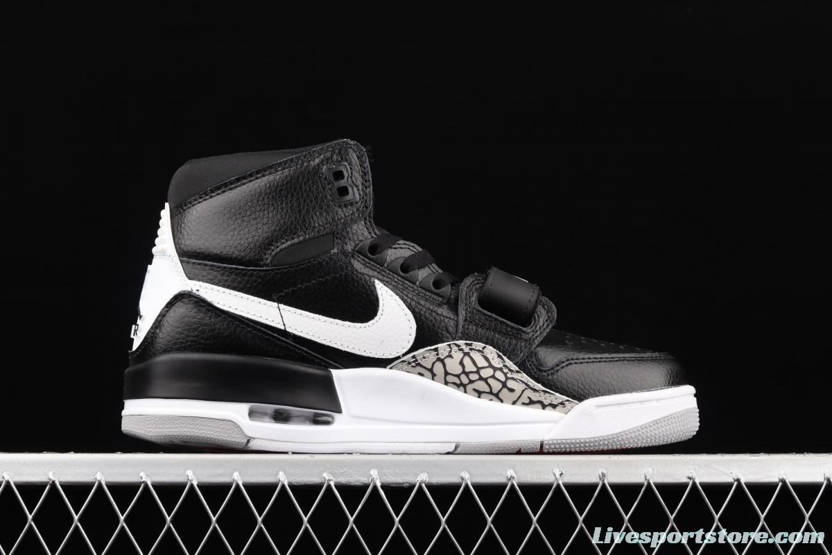 Jordan Legacy 312 all-black and white Velcro three-in-one board shoes AV3922-001