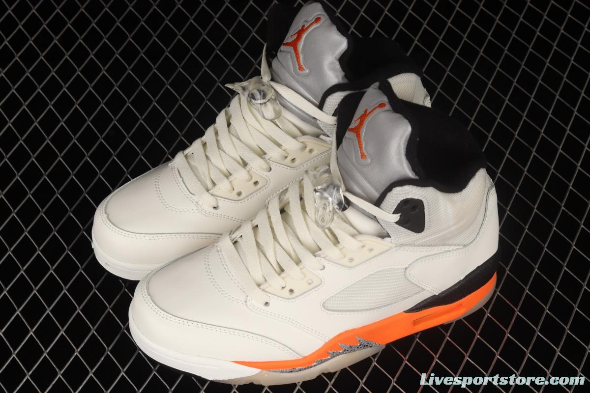 Air Jordan 5 Shattered Backboard white orange buckle shredded high top basketball shoes DC1060-100