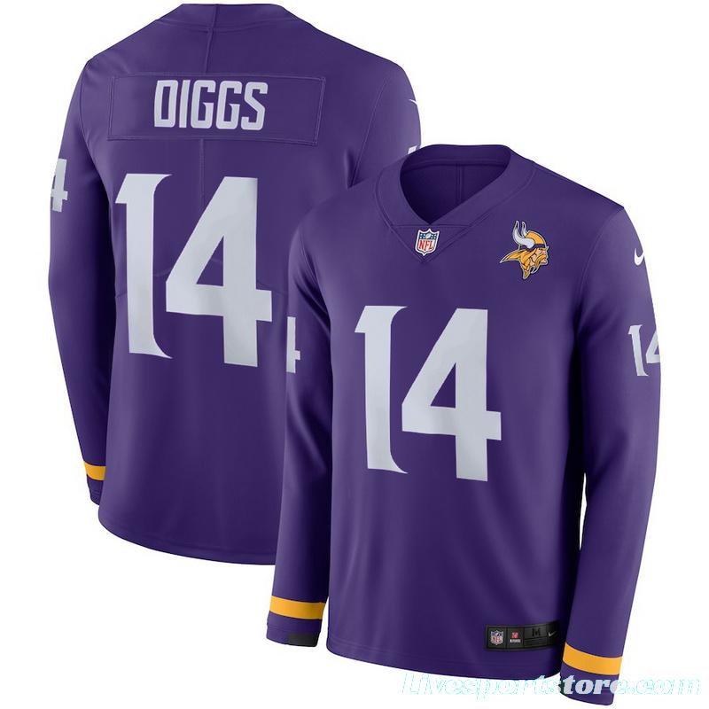 Men's Stefon Diggs Purple Therma Long Sleeve Player Limited Team Jersey