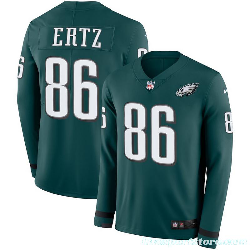 Men's Zach Ertz Green Therma Long Sleeve Player Limited Team Jersey