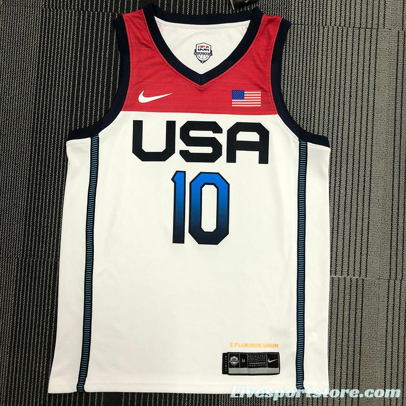 Thai Version Men's Jayson Tatum White USA Basketball Player Jersey