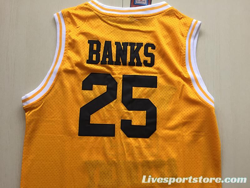 The Fresh Prince of Bel-Air Alfonso Ribeiro Carlton Banks Bel-Air Academy Yellow Basketball Jersey