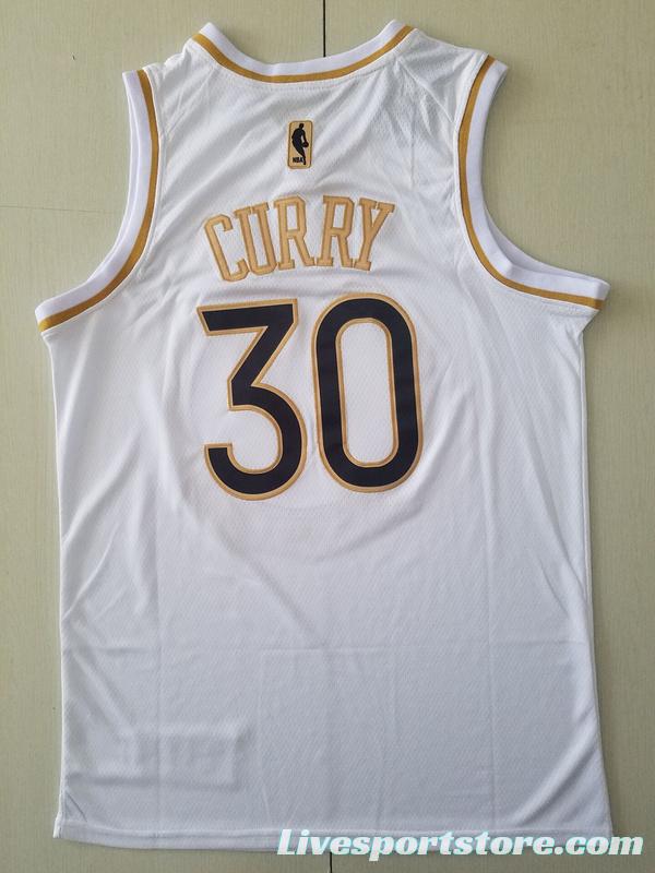 Stephen Curry 30 White Golden Edition Jersey