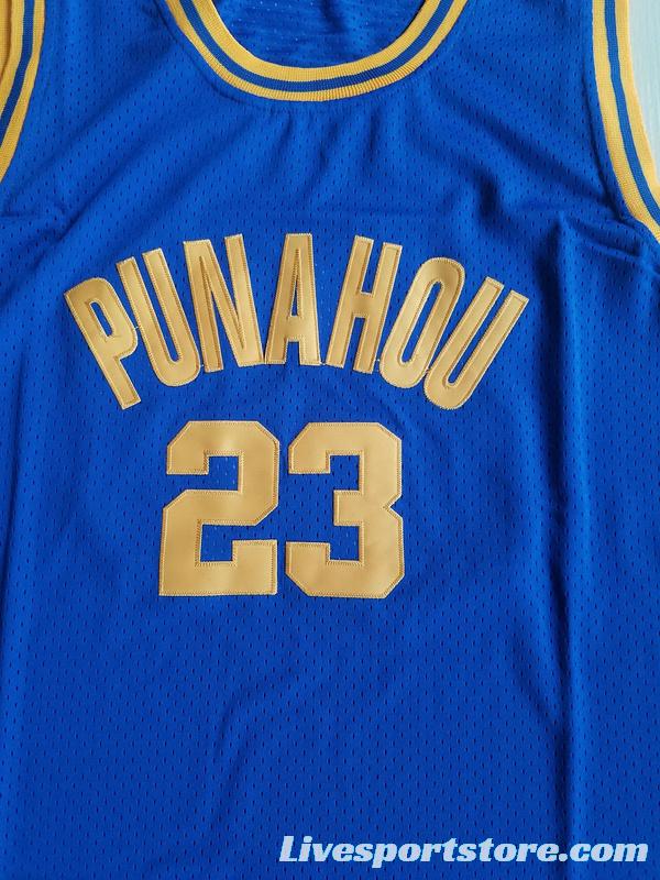 EJ Barack Obama 23 Punahou High Blue Basketbal Jersey