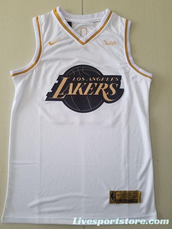 Kobe Bryant 24 White Golden Edition Jersey