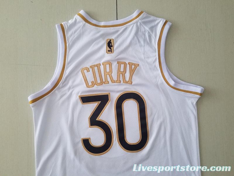 Stephen Curry 30 White Golden Edition Jersey