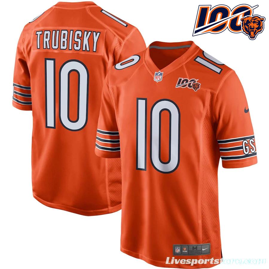 Men's Mitchell Trubisky Orange 100th Season Player Limited Team Jersey