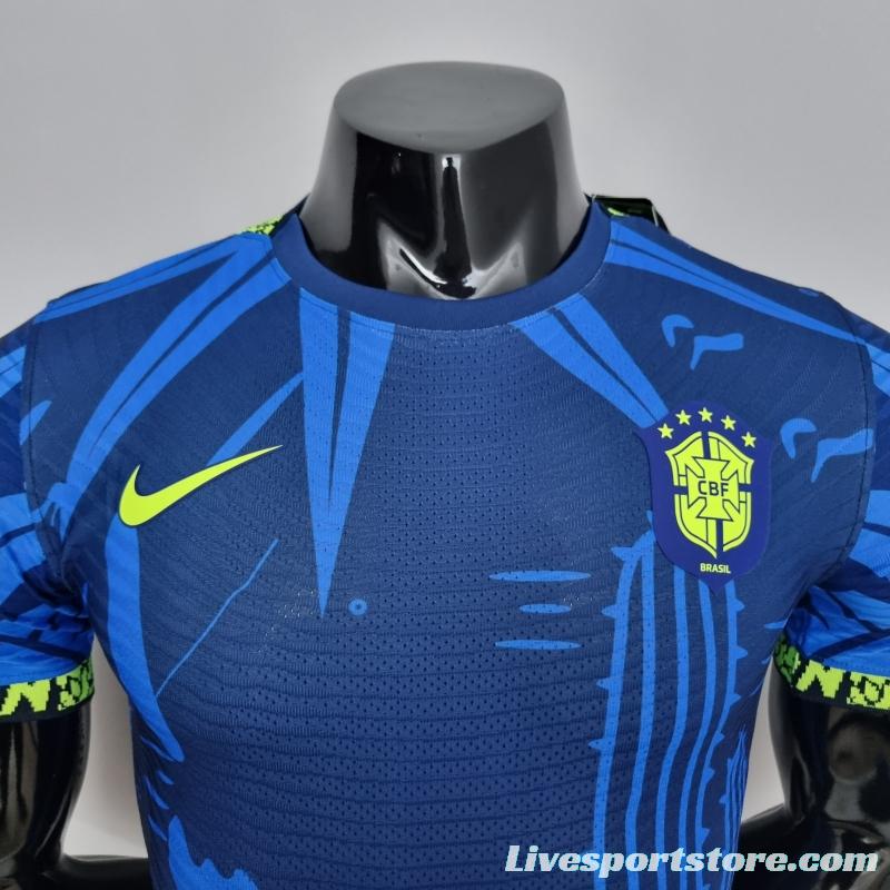 2022 Brazil Player Version Classic Blue Soccer Jersey