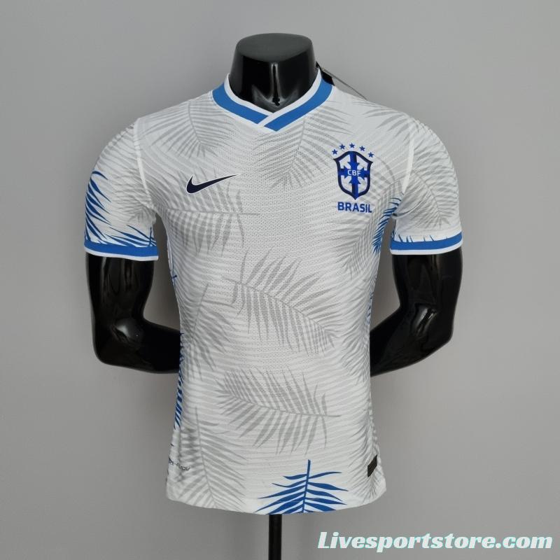 2022 Brazil Player Version Classic White Soccer Jersey