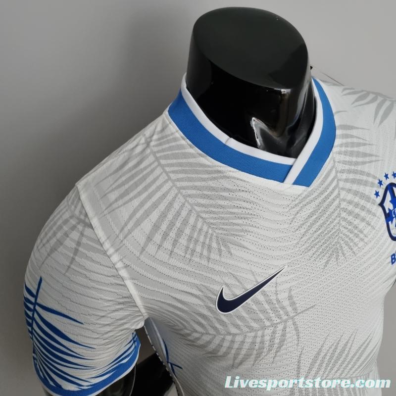 2022 Brazil Player Version Classic White Soccer Jersey