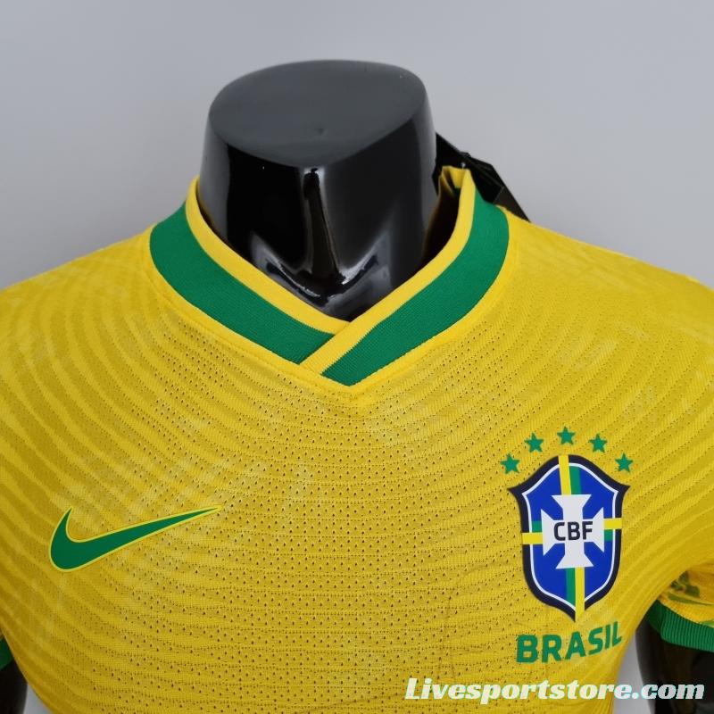 2022 Brazil Player Version Classic Yellow Soccer Jersey