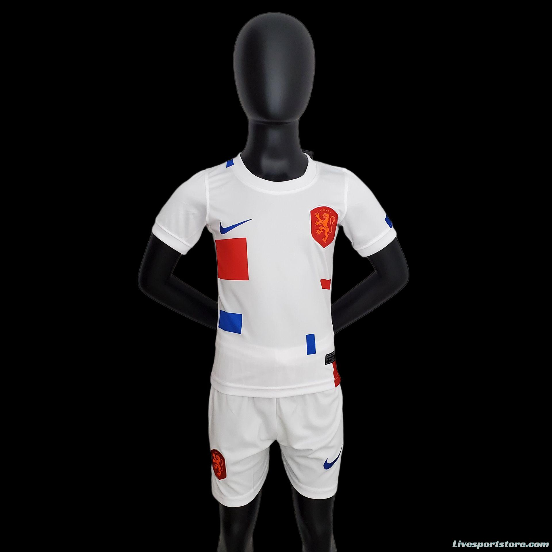 2022 Kids Netherlands Away Size 16-28 Soccer Jersey