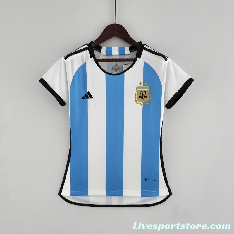 2022 Argentina Women's Home 2 Stars Soccer Jersey