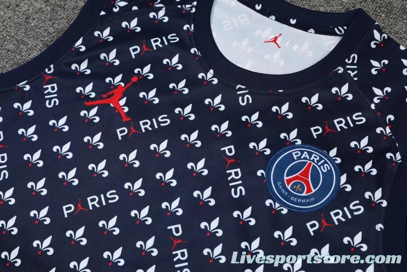 22/23PSG Royal Blue Flower Dot Pre-match Training Jersey Vest