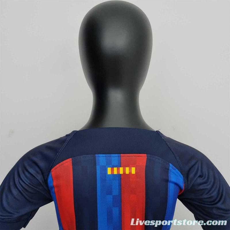 22-23 Barcelona Home Kids Kit Soccer Jersey