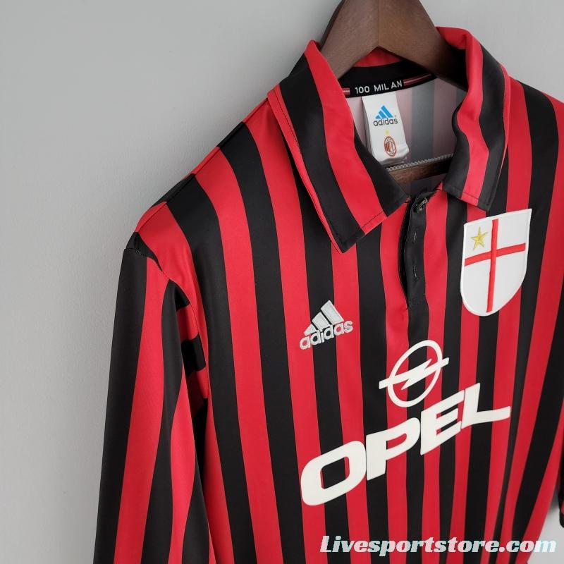 Retro Long Sleeve 99/00 AC Milan Home Soccer Jersey