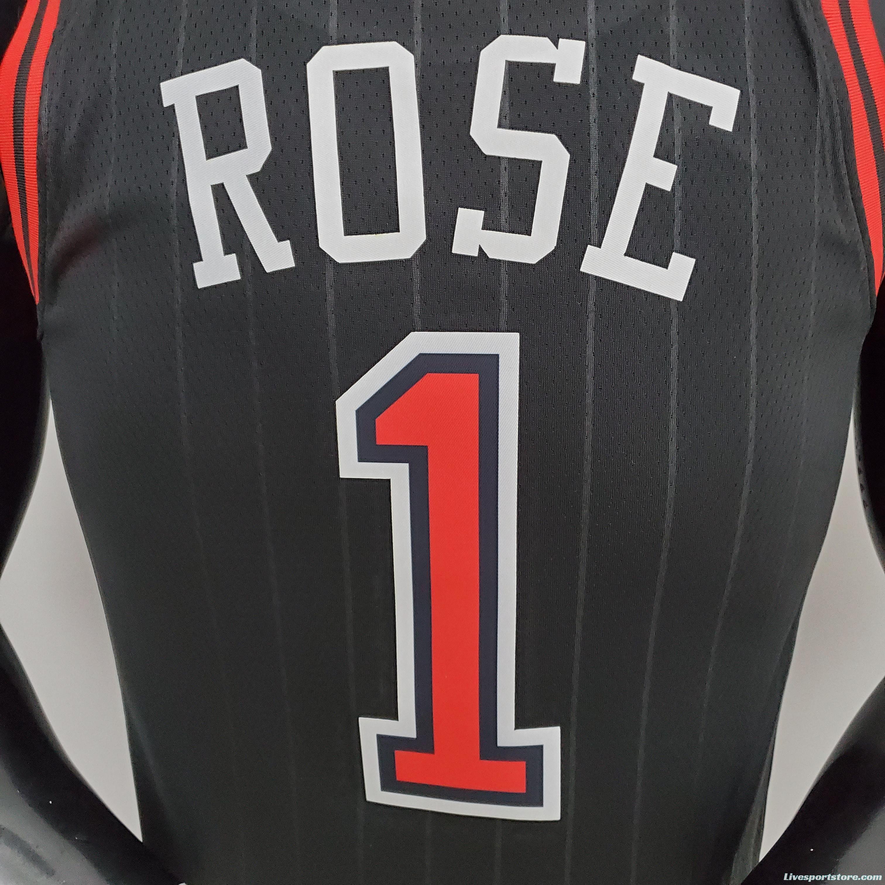 75th Anniversary Rose #1 Bulls Flyers Black NBA Jersey