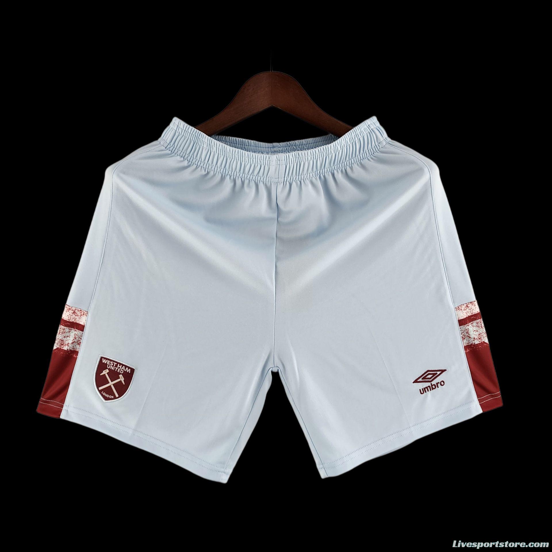 22/23 West Ham United Home Shorts Soccer Jersey