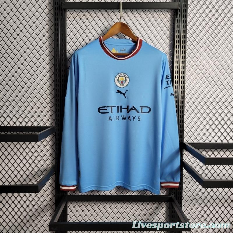 22/23 Manchester City Home Long Sleeve Soccer Jersey