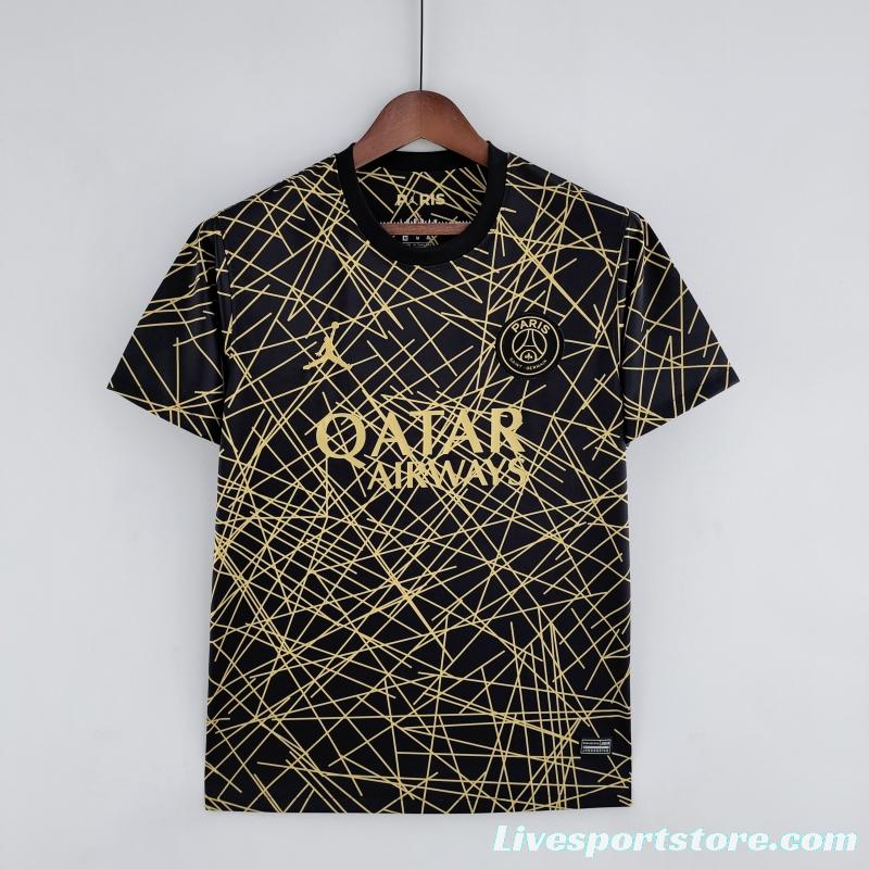 22/23 PSG Training Jersey Black And Gold Line