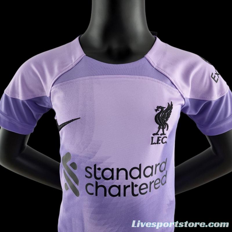 22/23 Liverpool Kids Kit Goalkeeper Purple Size 16-28