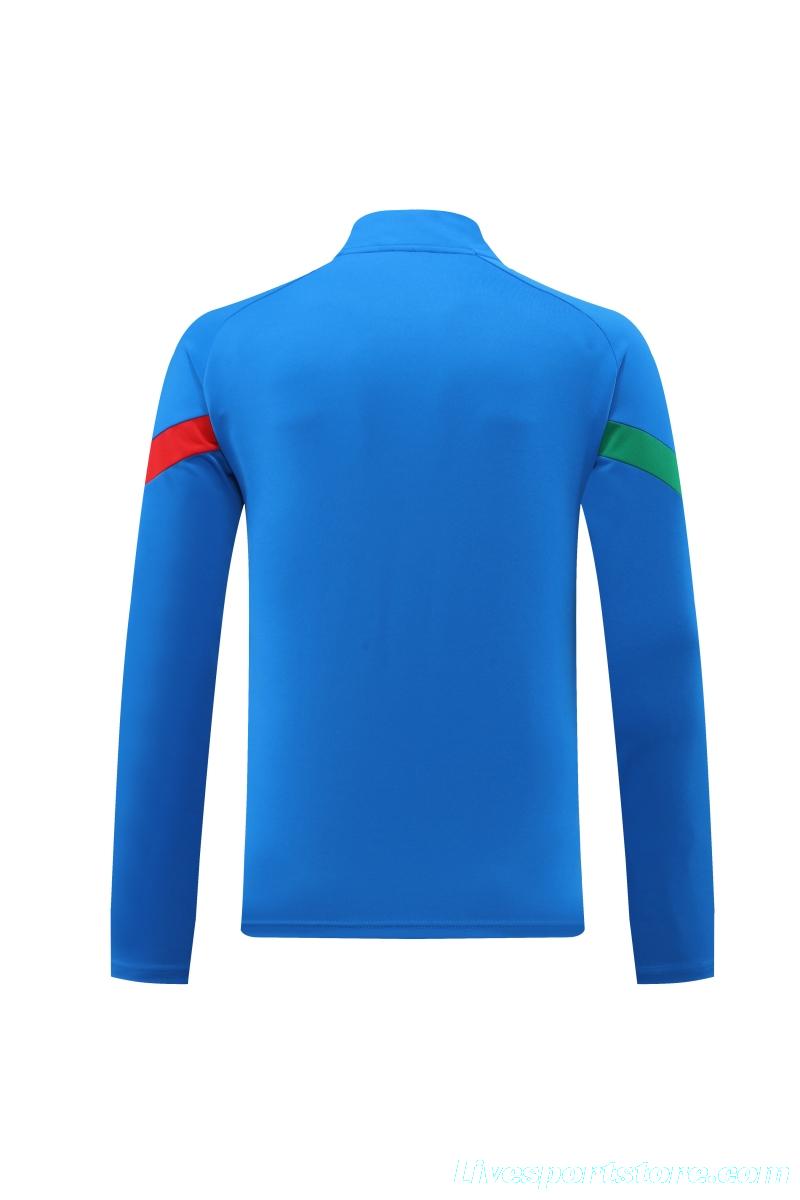 2022 Italy Blue Full Zipper Tracksuit